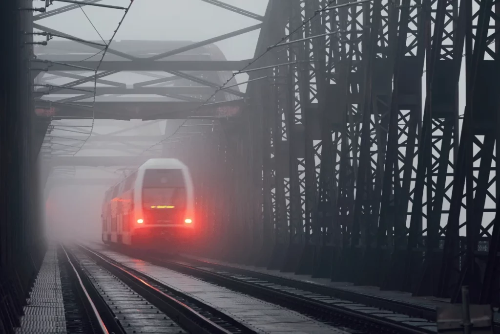 train on the railway bridge